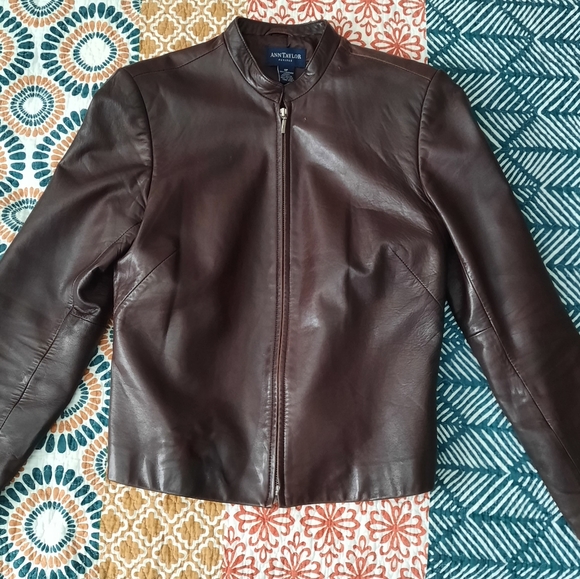 Ann Taylor Dark Brown Leather Jacket - Picture 1 of 6